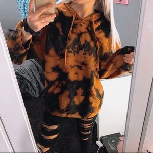 Def Leppard Custom Tie Dye Bleached Hoodie
